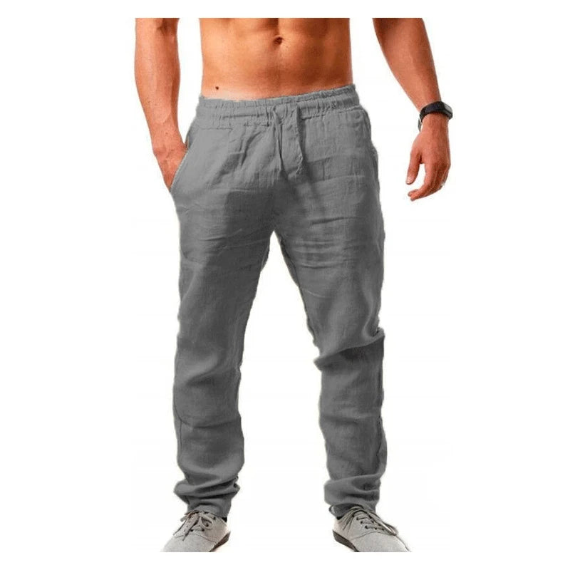 Cotton-Linen Casual Drawstring Trousers