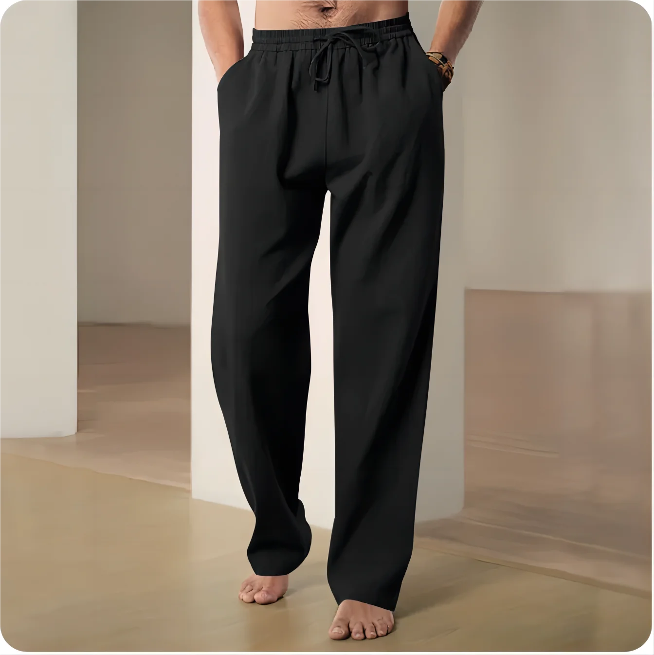 Cotton-Linen Casual Drawstring Trousers