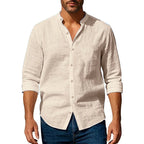 Men’s Cotton Linen Henley Shirt