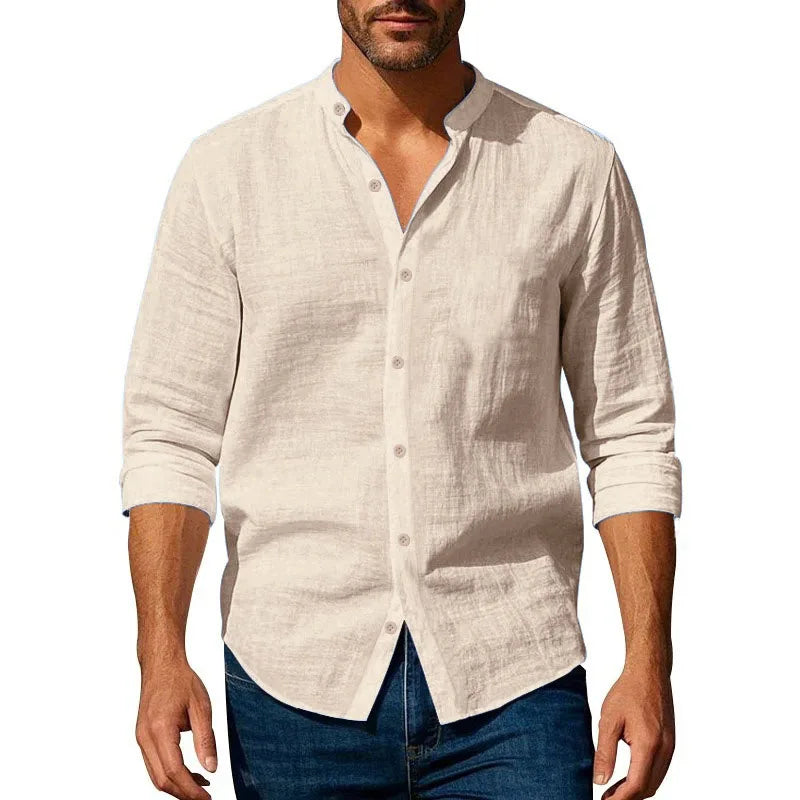Men’s Cotton Linen Henley Shirt