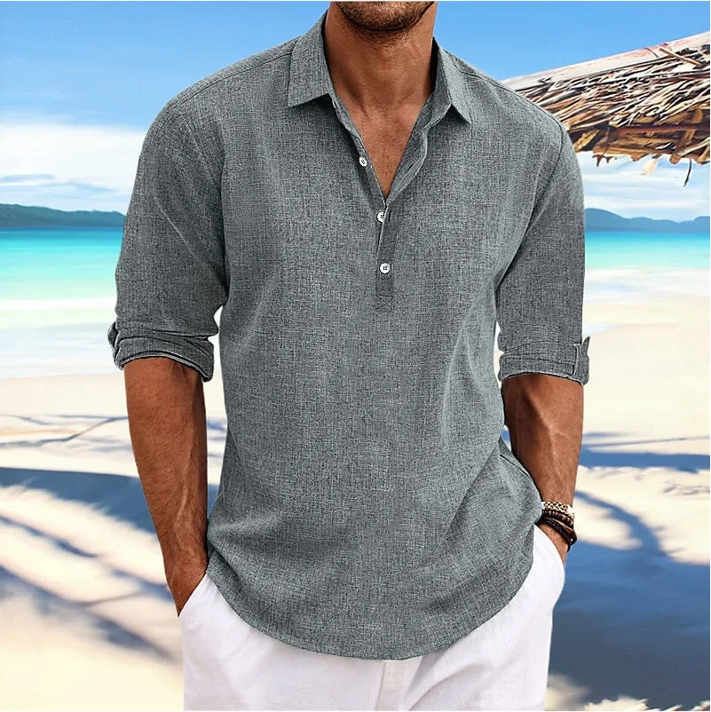 Men’s Classic Linen Long-Sleeve Shirt