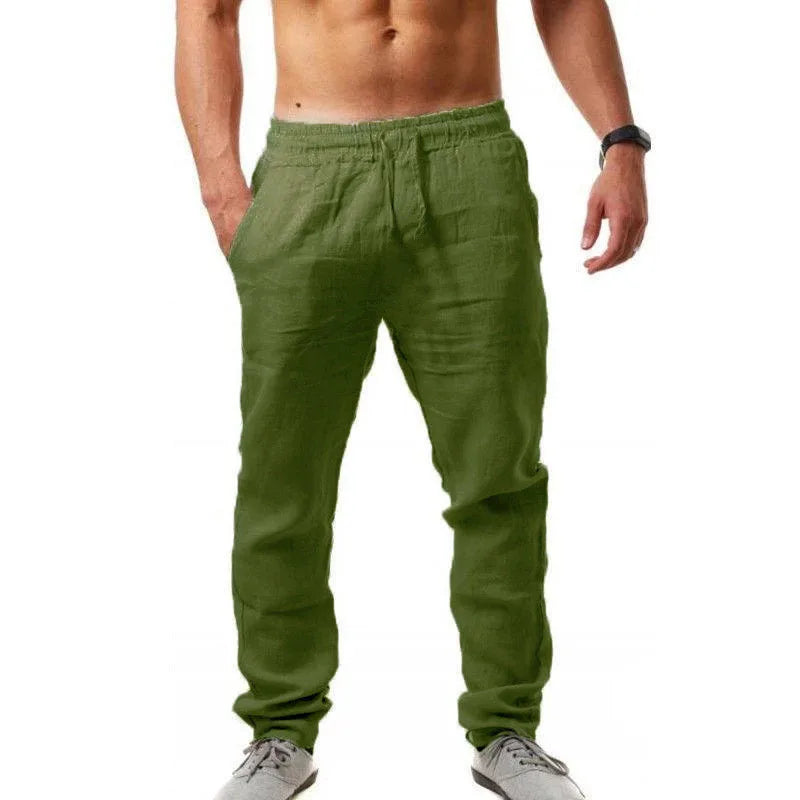 Cotton-Linen Casual Drawstring Trousers