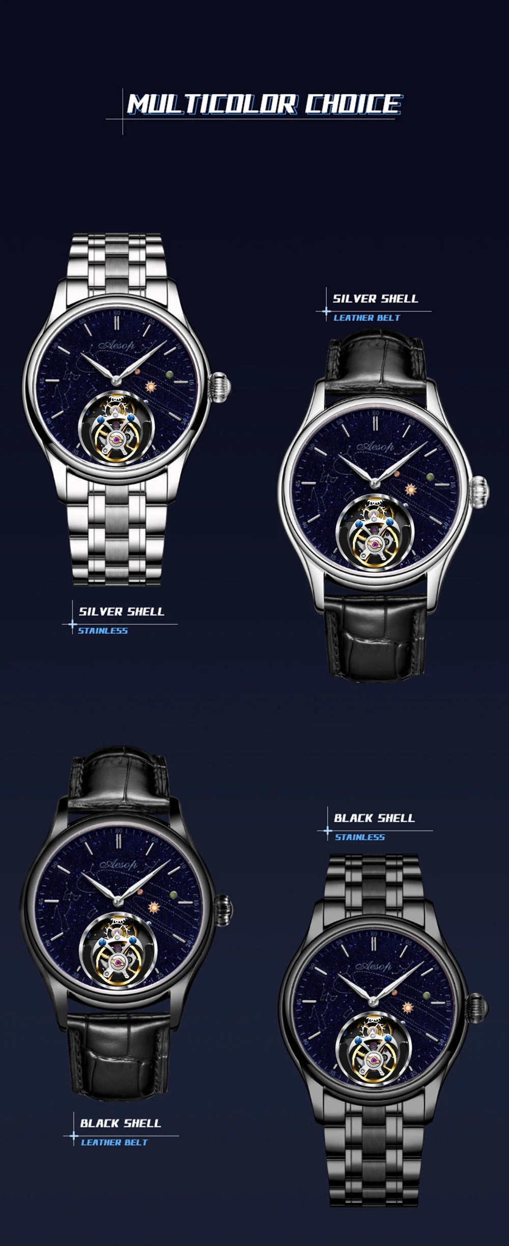 Men’s Flying Tourbillon Skeleton Watch