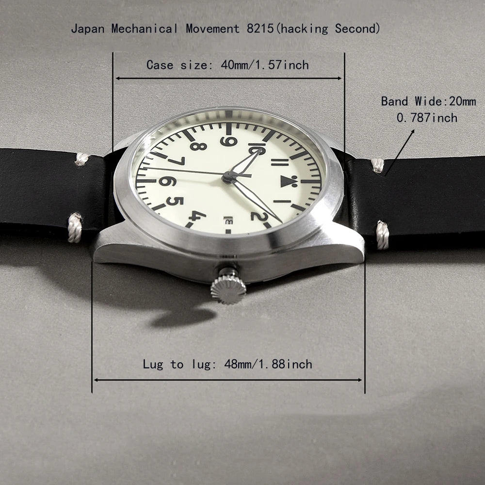 WWII Pilot Watch – German Flieger Aviator, Waterproof