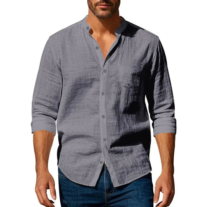 Men’s Cotton Linen Henley Shirt