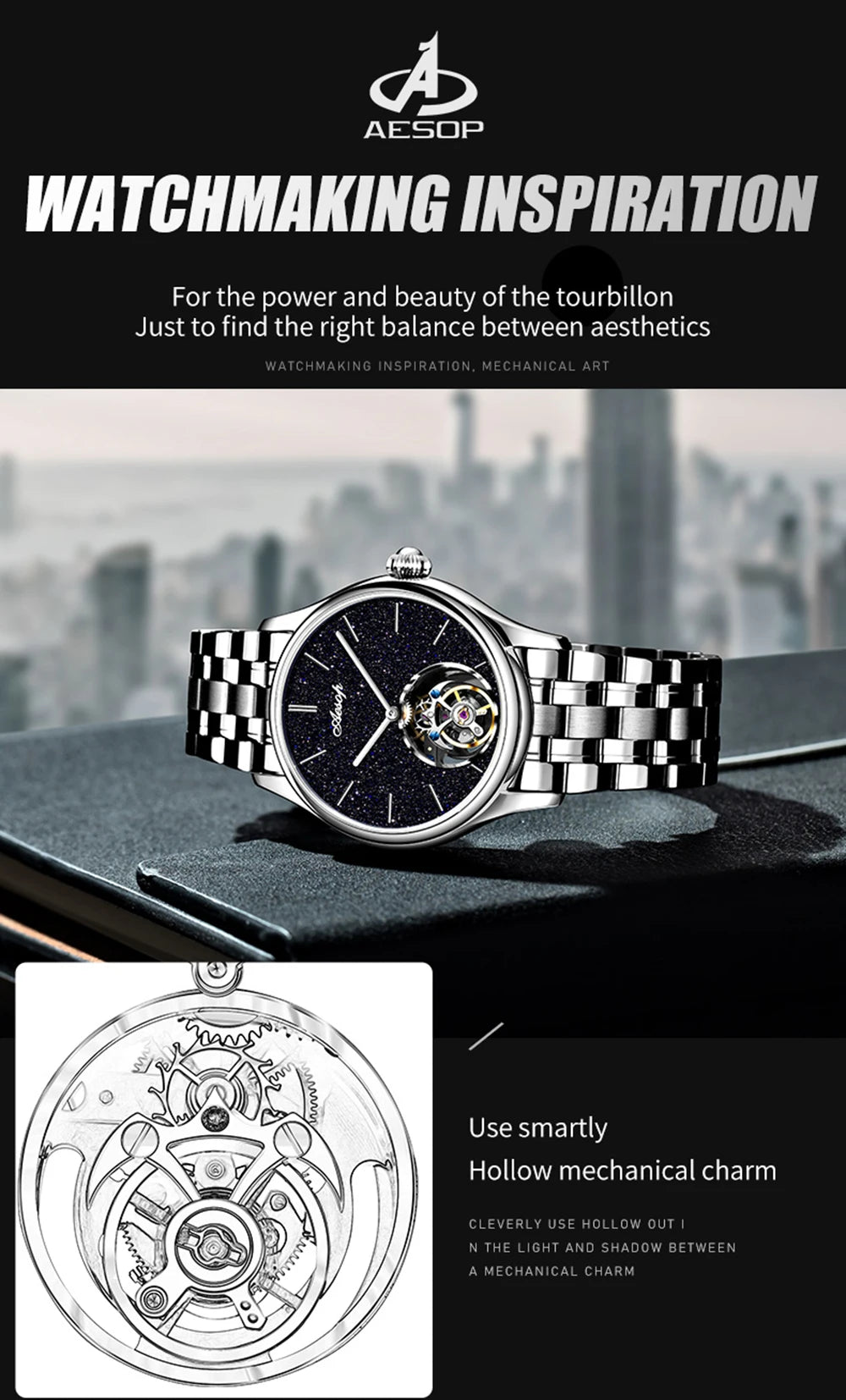 Men’s Flying Tourbillon Skeleton Watch