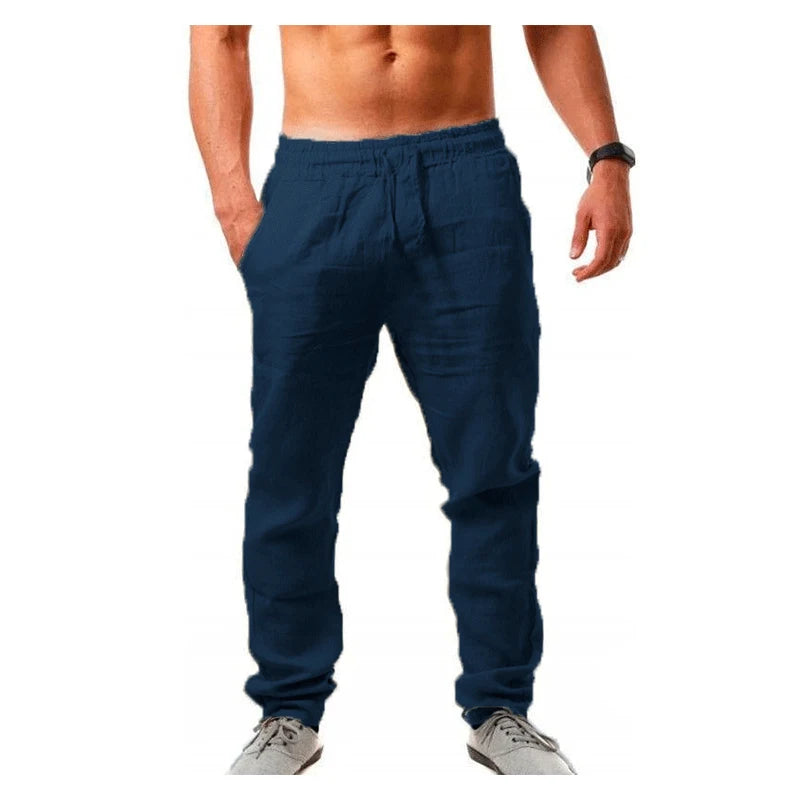 Cotton-Linen Casual Drawstring Trousers