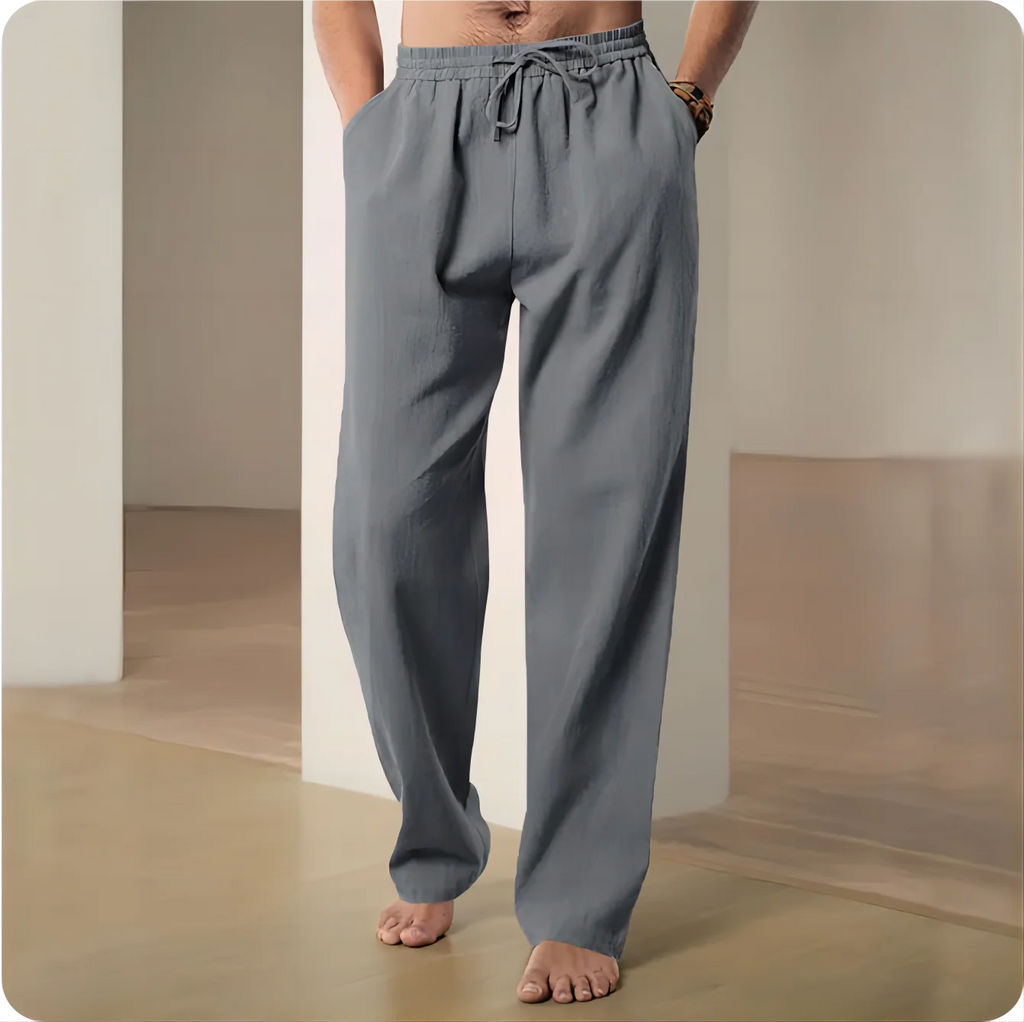 Cotton-Linen Casual Drawstring Trousers