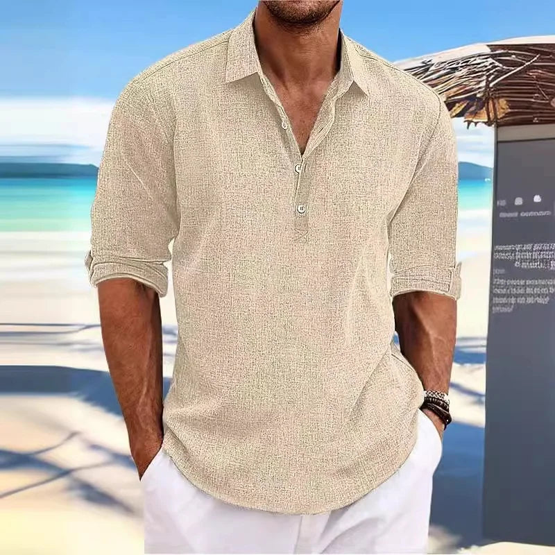 Men’s Classic Linen Long-Sleeve Shirt