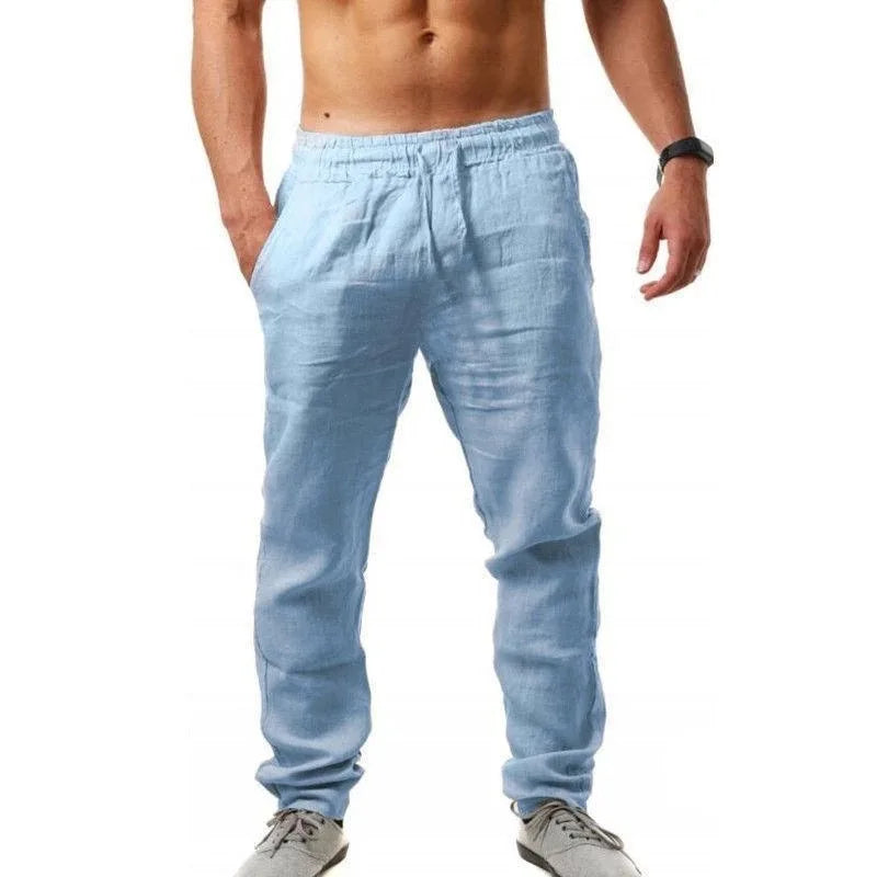 Cotton-Linen Casual Drawstring Trousers