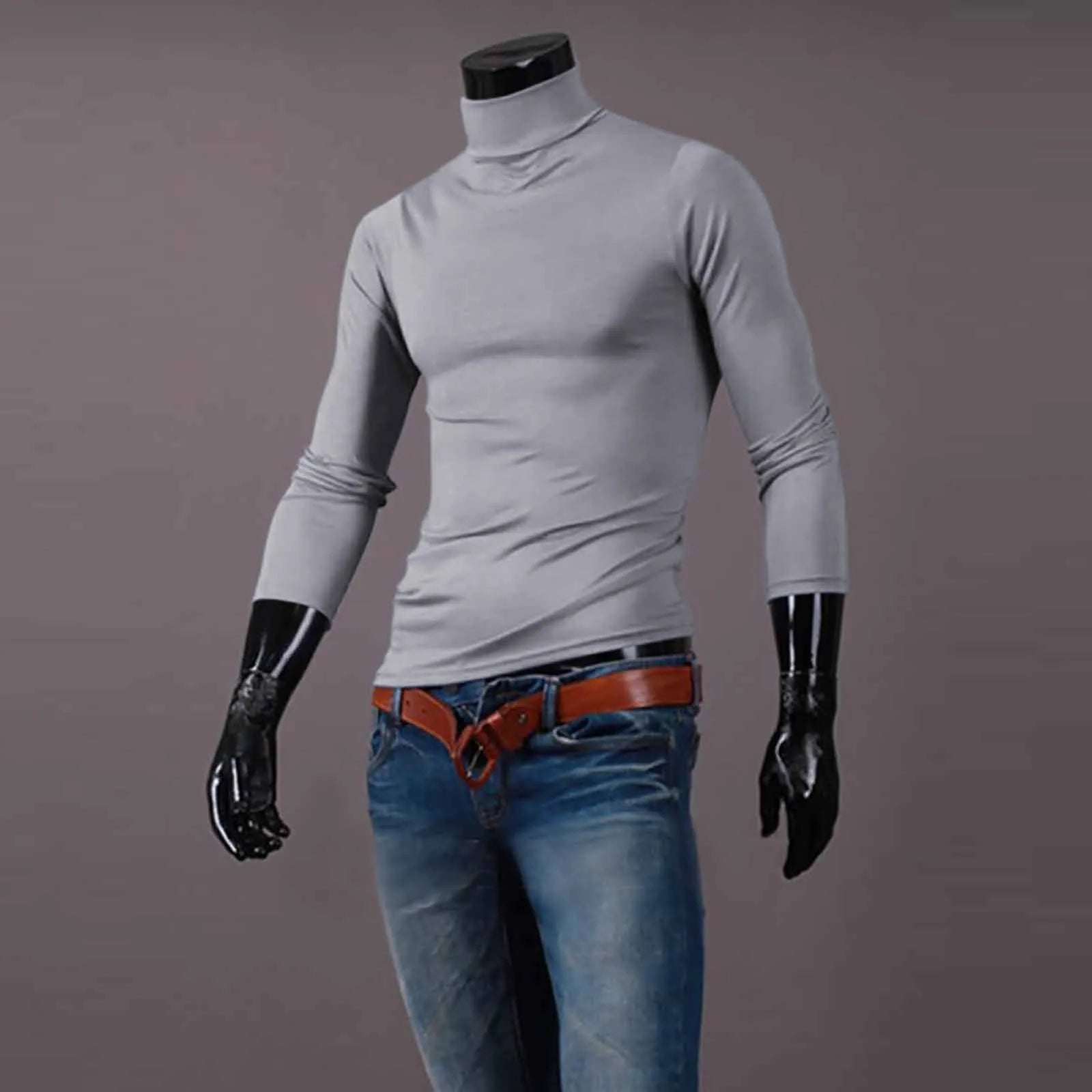 Men’s Slim-Fit Turtleneck – Basic Casual Pullover