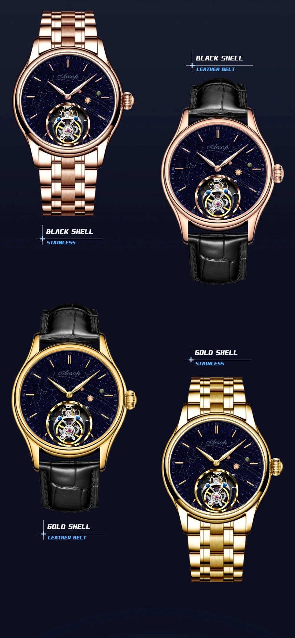 Men’s Flying Tourbillon Skeleton Watch