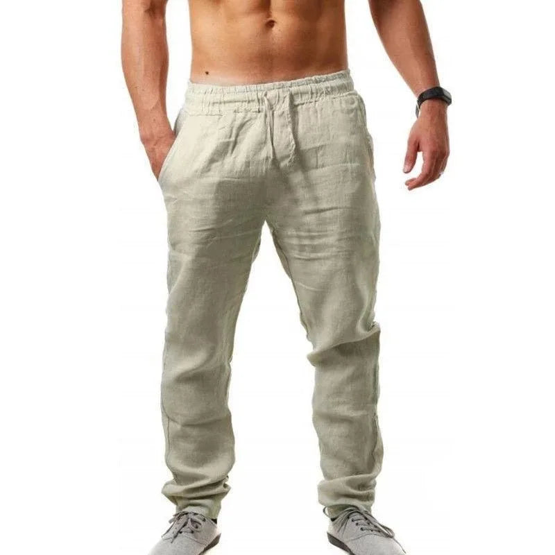 Cotton-Linen Casual Drawstring Trousers
