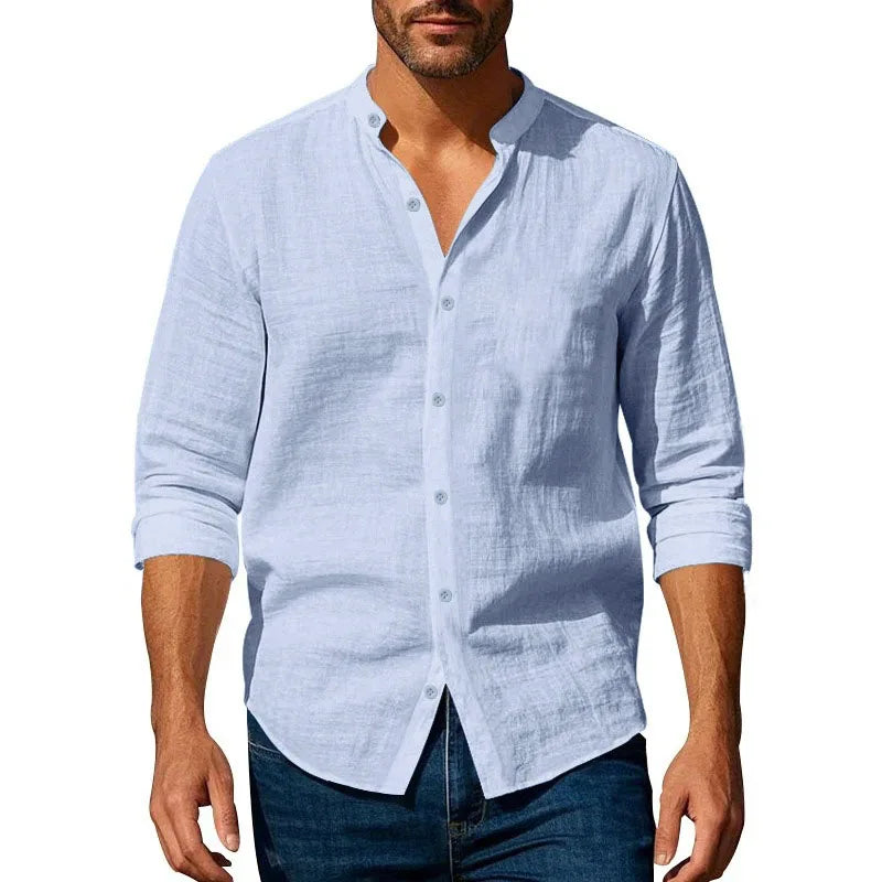 Men’s Cotton Linen Henley Shirt