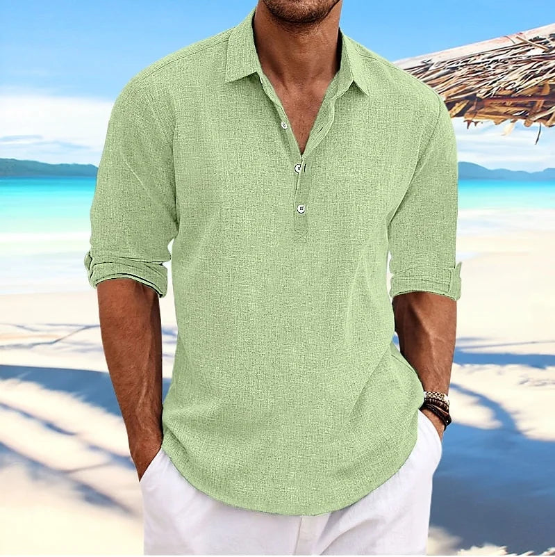 Men’s Classic Linen Long-Sleeve Shirt