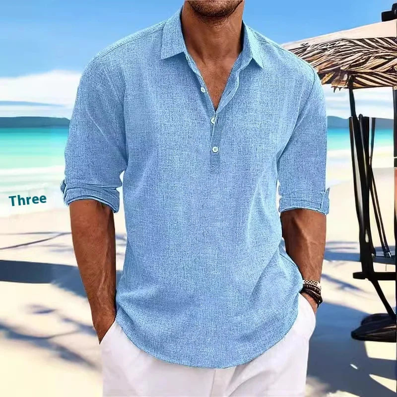 Men’s Classic Linen Long-Sleeve Shirt