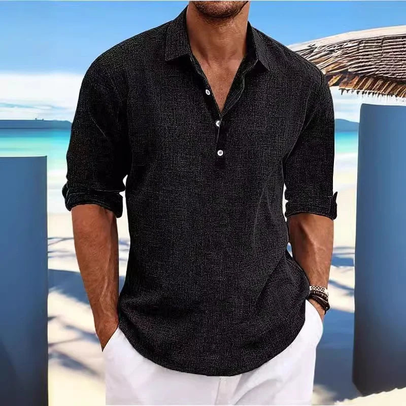 Men’s Classic Linen Long-Sleeve Shirt