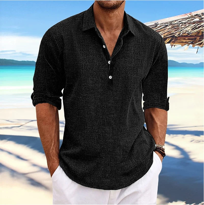 Men’s Classic Linen Long-Sleeve Shirt