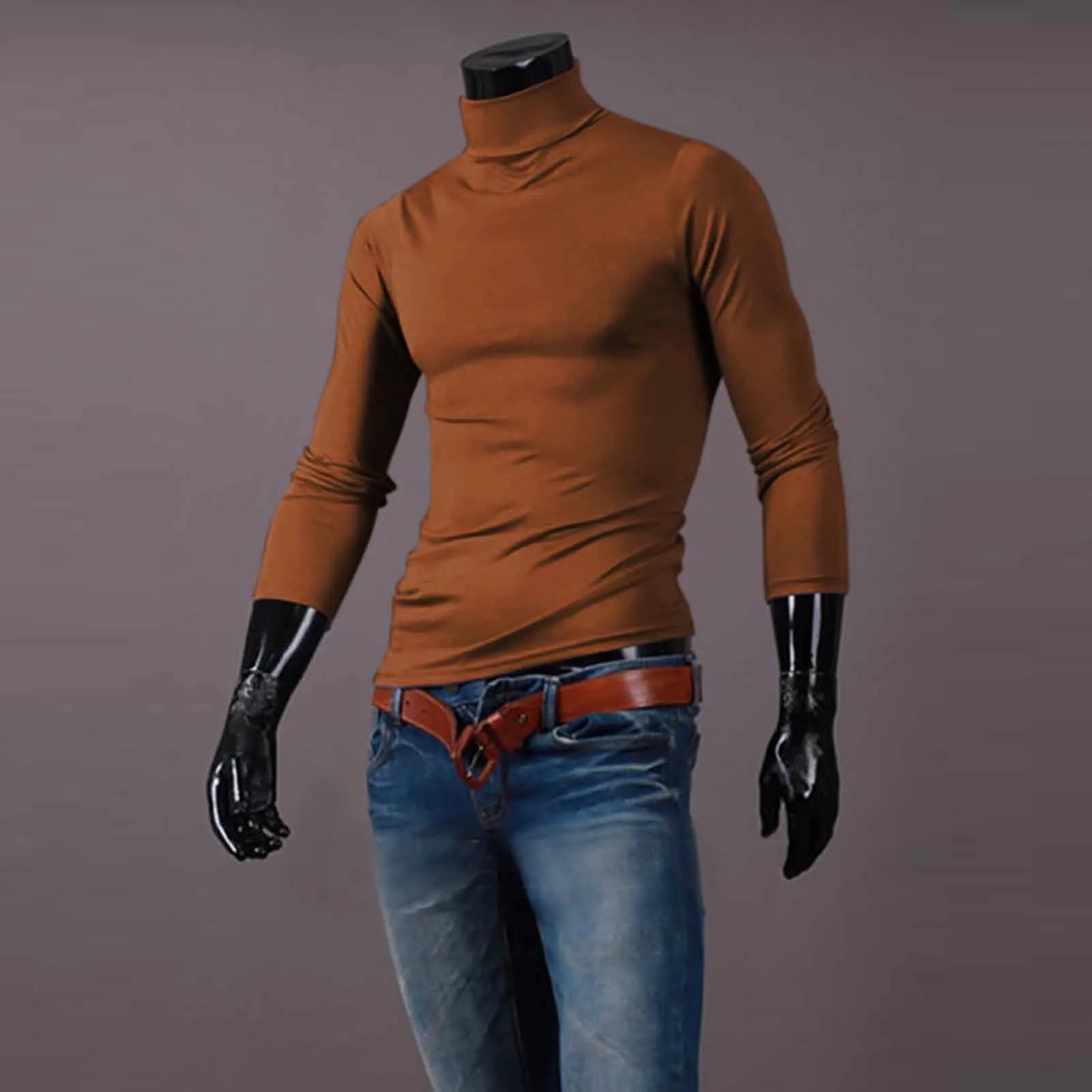 Men’s Slim-Fit Turtleneck – Basic Casual Pullover