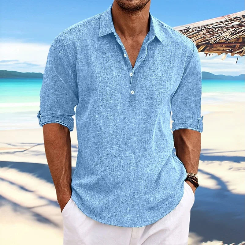 Men’s Classic Linen Long-Sleeve Shirt