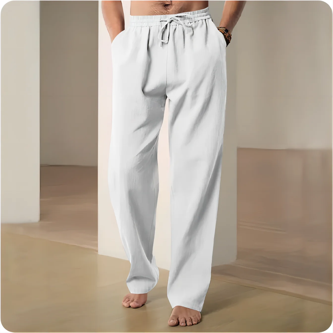 Cotton-Linen Casual Drawstring Trousers