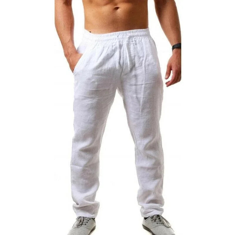 Cotton-Linen Casual Drawstring Trousers