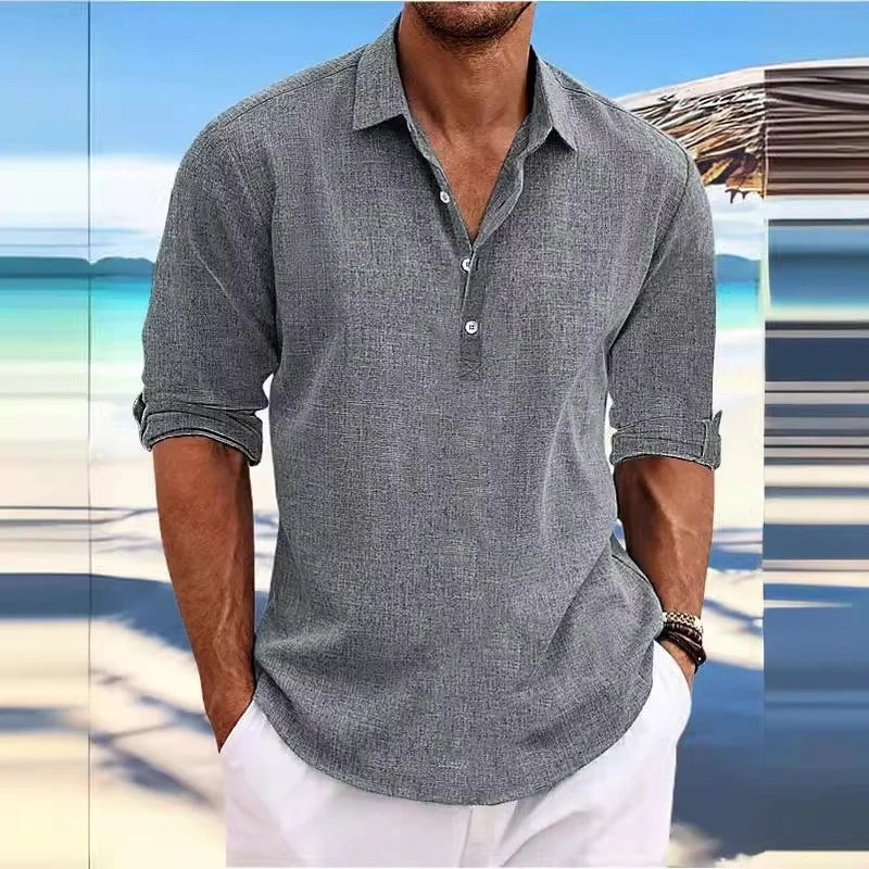 Men’s Classic Linen Long-Sleeve Shirt