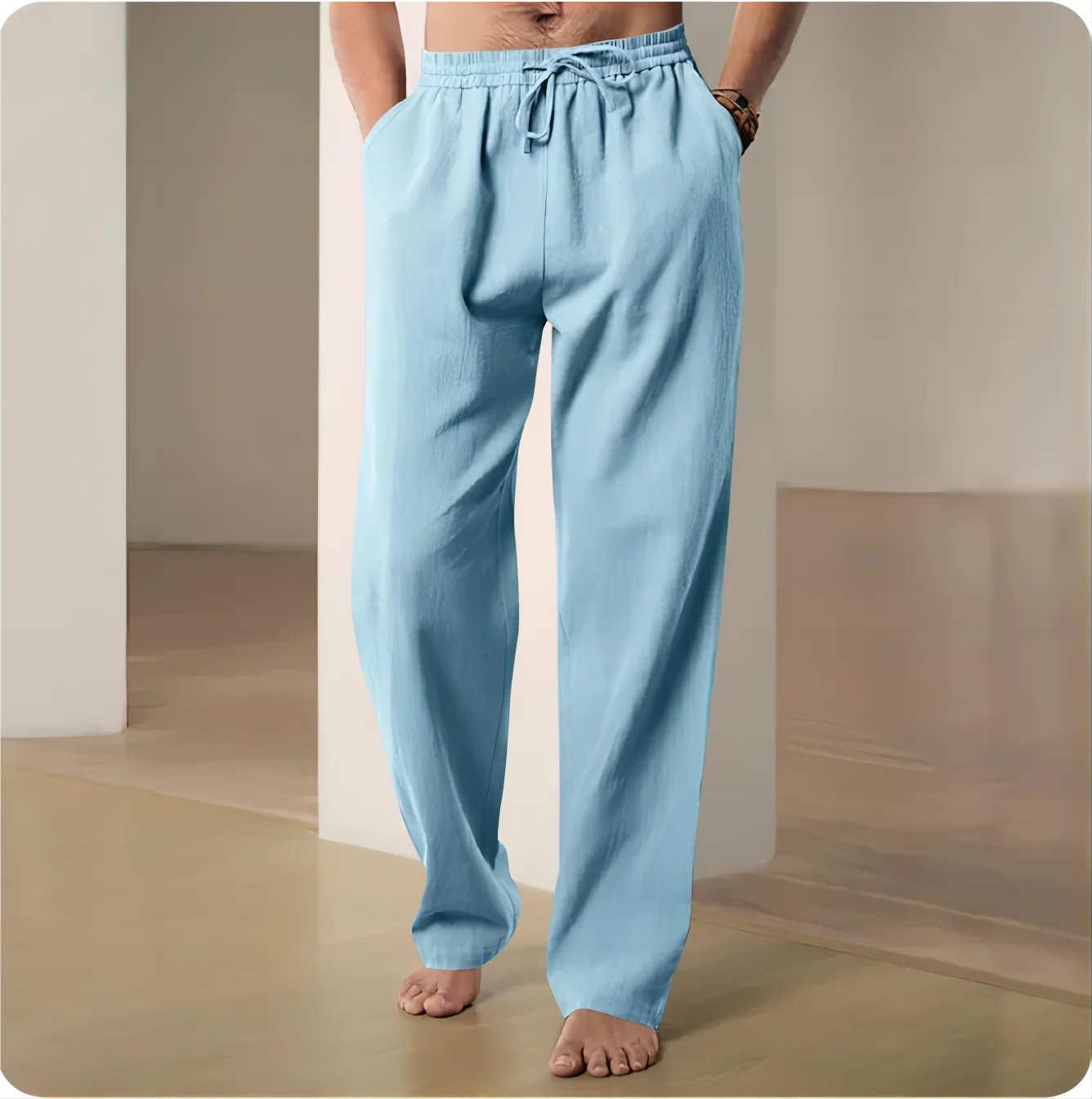 Cotton-Linen Casual Drawstring Trousers