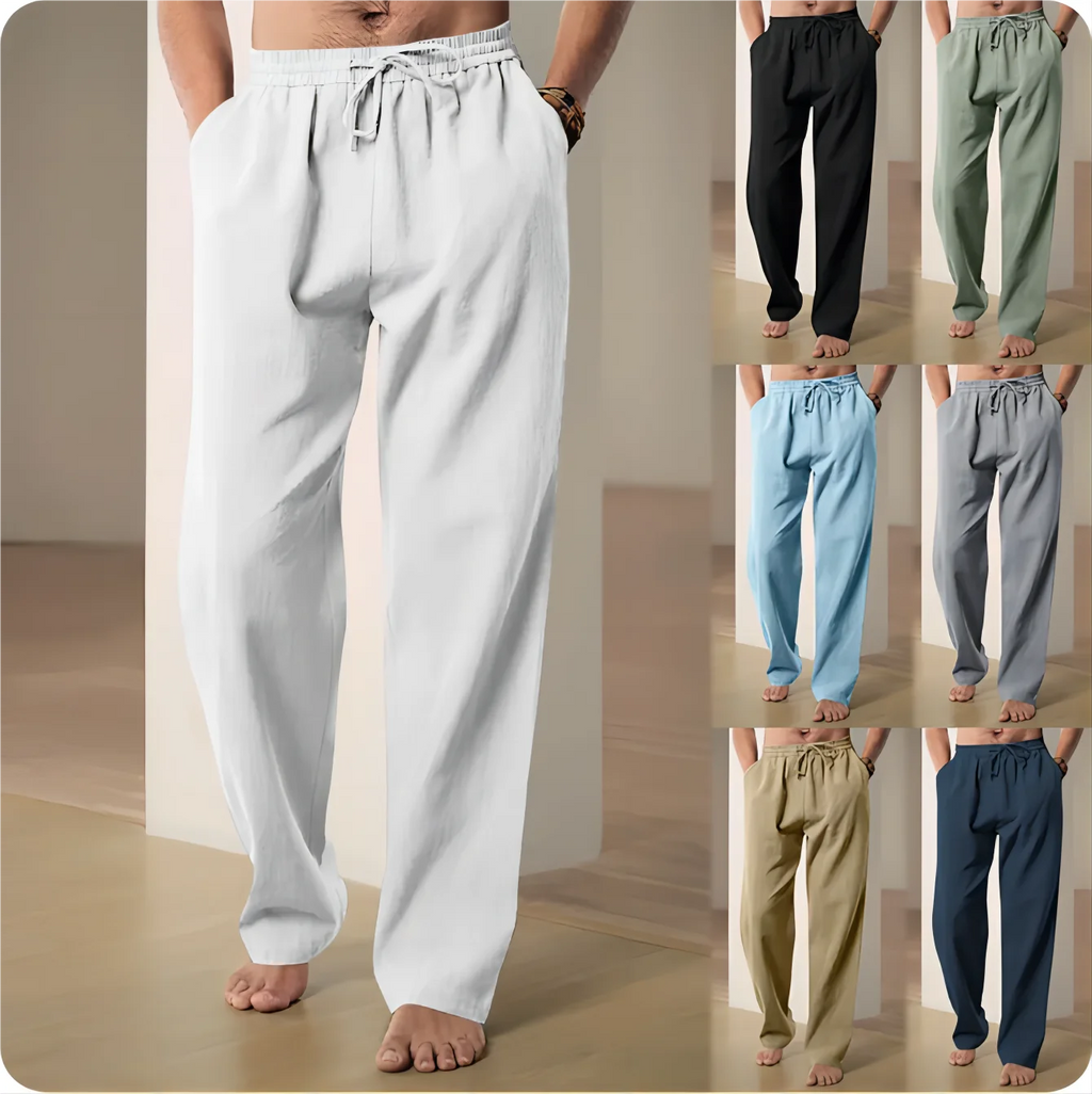 Cotton-Linen Casual Drawstring Trousers