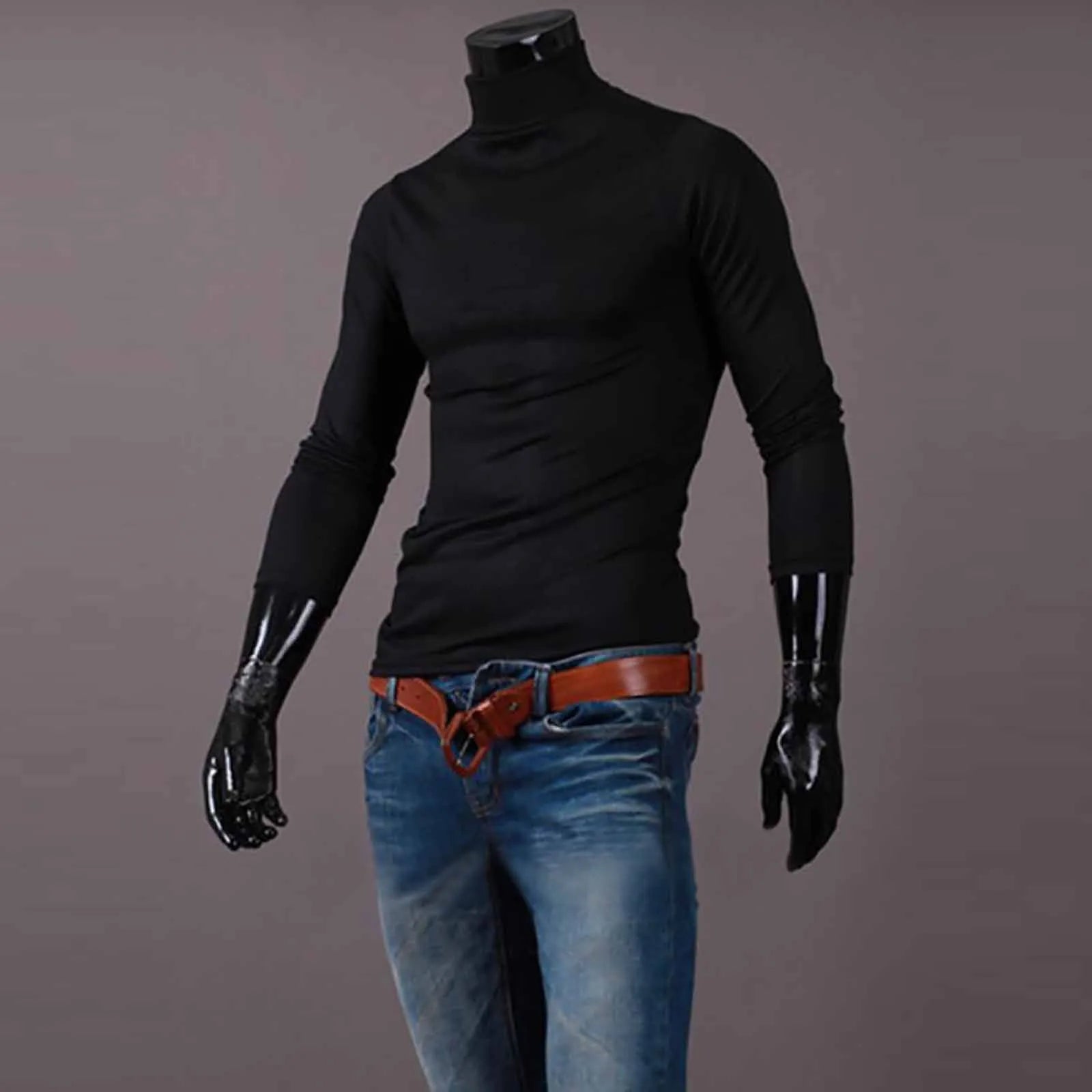 Men’s Slim-Fit Turtleneck – Basic Casual Pullover