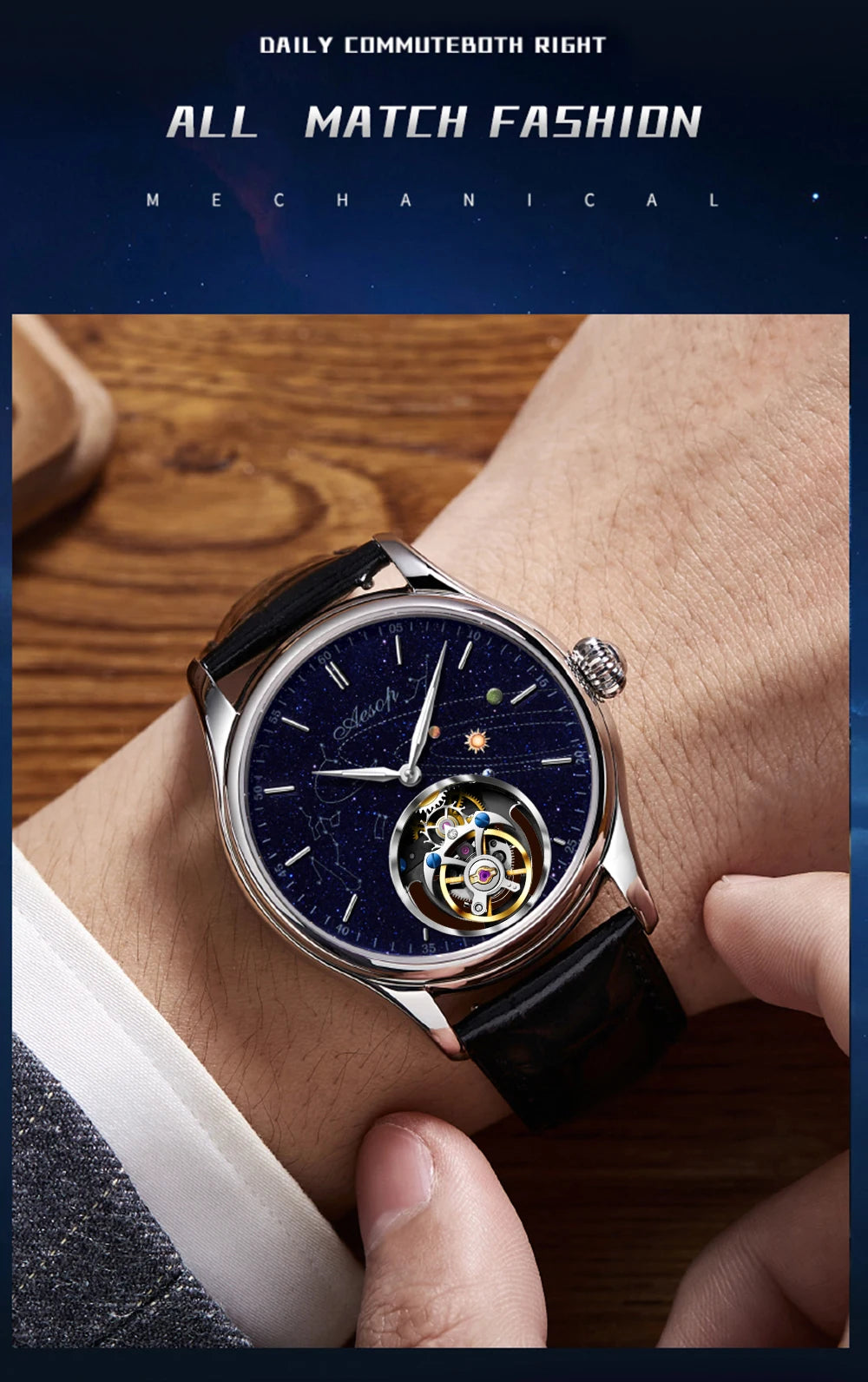 Men’s Flying Tourbillon Skeleton Watch