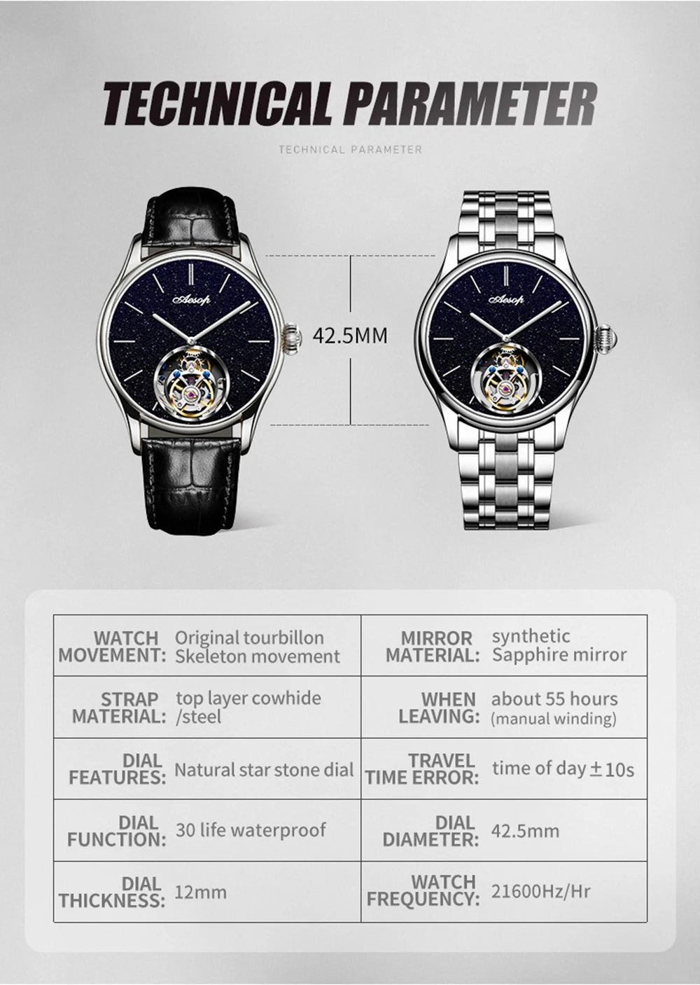 Men’s Flying Tourbillon Skeleton Watch