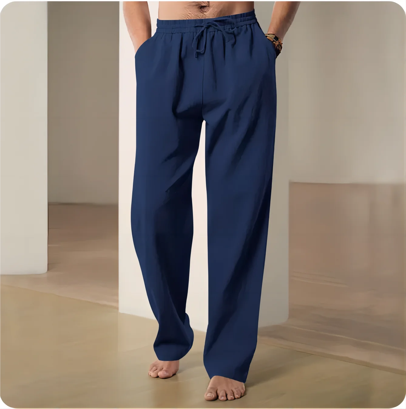 Cotton-Linen Casual Drawstring Trousers