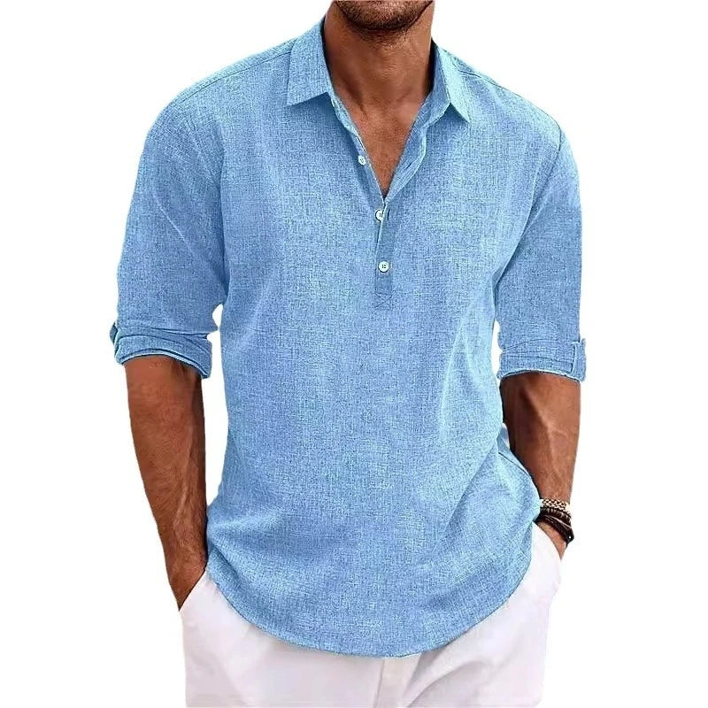 Men’s Classic Linen Long-Sleeve Shirt