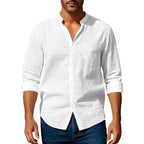 Men’s Cotton Linen Henley Shirt
