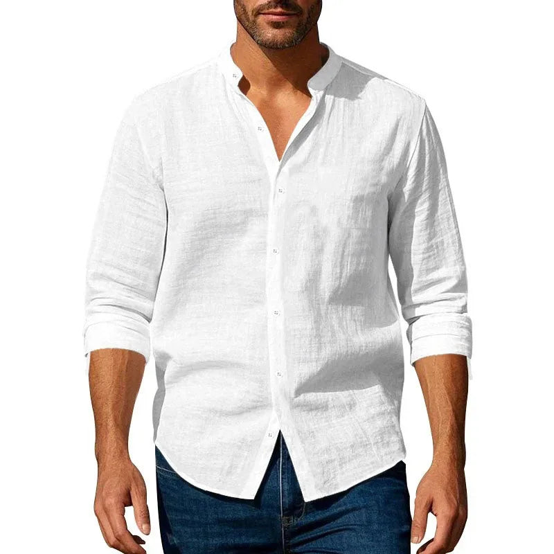 Men’s Cotton Linen Henley Shirt