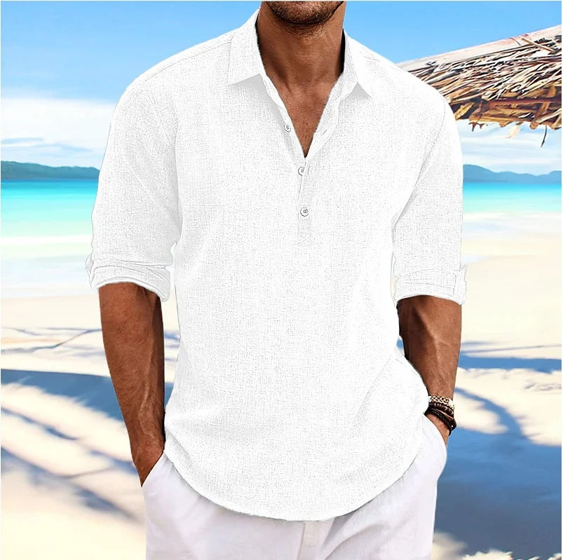 Men’s Classic Linen Long-Sleeve Shirt