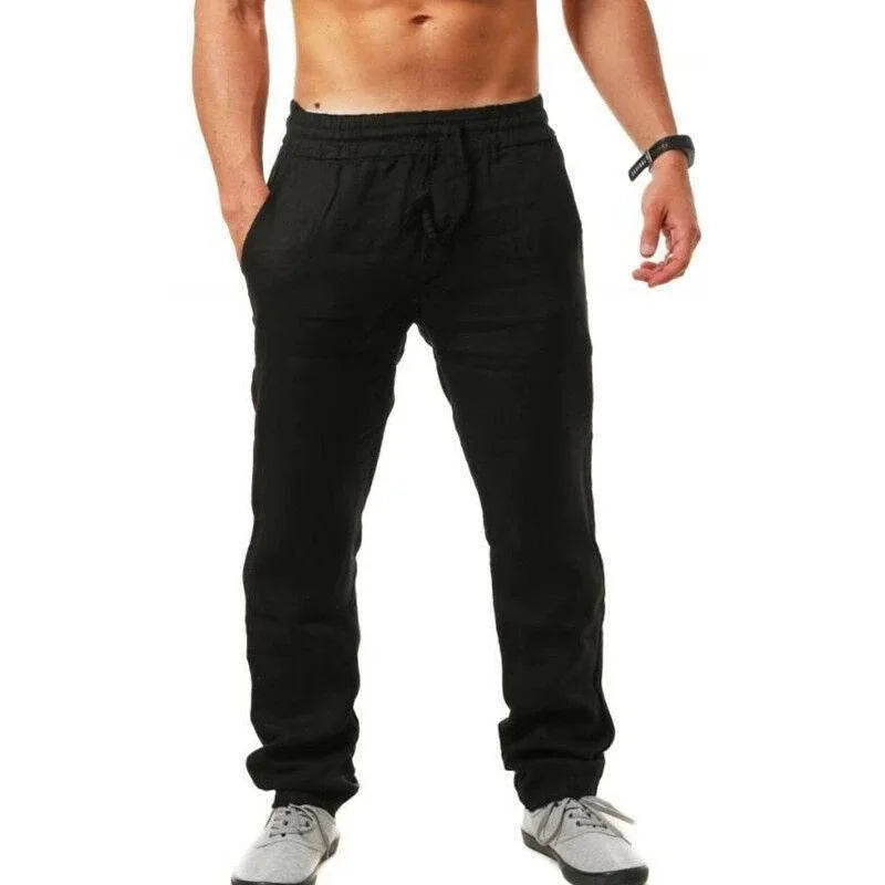 Cotton-Linen Casual Drawstring Trousers